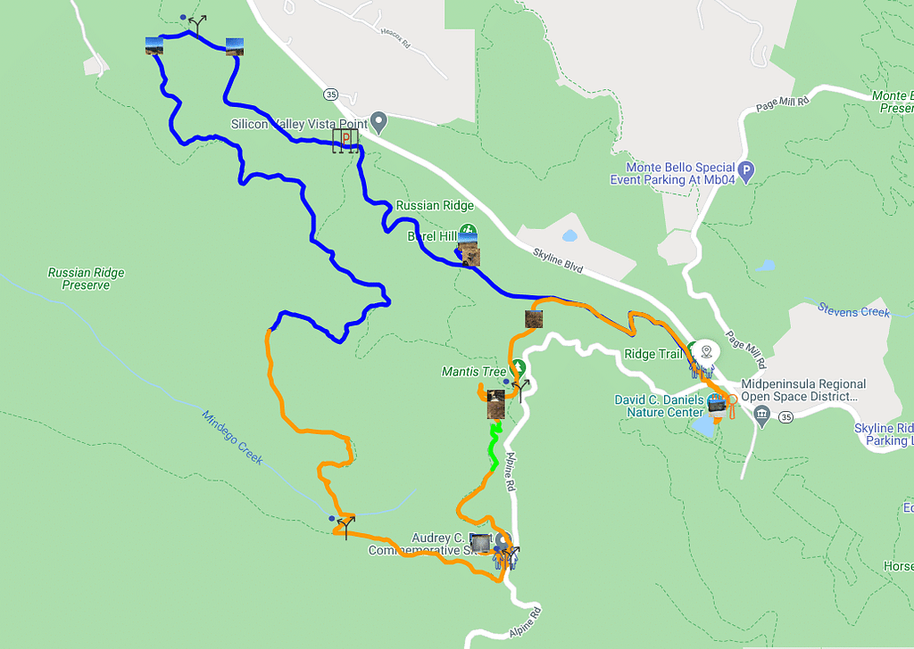 Peninsula hike: Russian Ridge Preserve hike map
